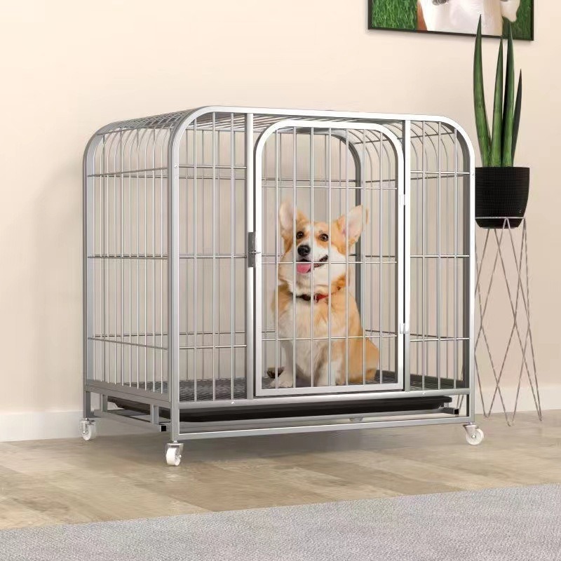 Spacious Strengthened Canine Crate with Bathroom Divider for Golden Retrievers - Wooden and Metallic Indoor Pet Cage in Field Packaging